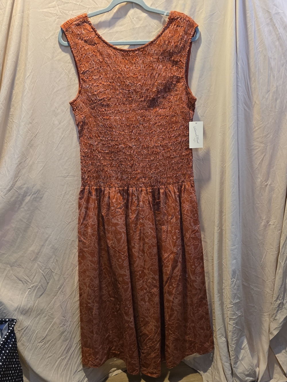 Universal Thread Rust Floral Smocked Midi Dress
